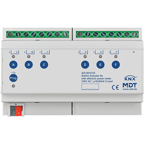 MDT technologies Schaltaktor 6-fach, 8TE REG, 16/20 A, 230 V AZI-0616.03